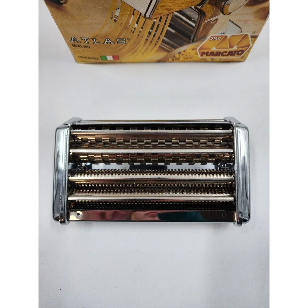 Marcato Atlas 150 Deluxe Manual Pasta Maker Machine Made in Italy Chrome Silver